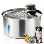 3.2L stainless steel pet water fountain with filter for cats and dogs