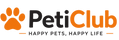 PetiClub logo with an orange paw print and text on a white background