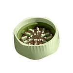 Matcha green slow feeder bowl with kibble and removable maze inserts